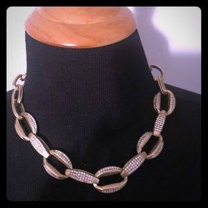 Brushed gold chain collar necklace